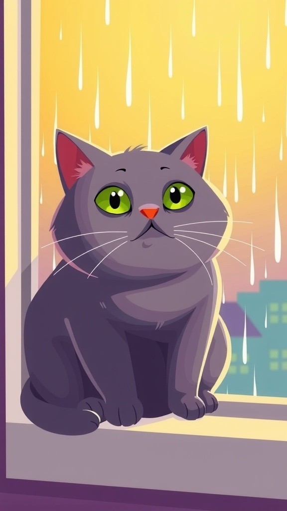 Kucing Gendut yang Takut pada Hujan