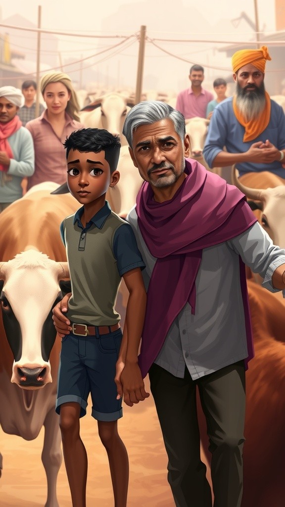 গরুর হাটে বাবা-ছেলে
