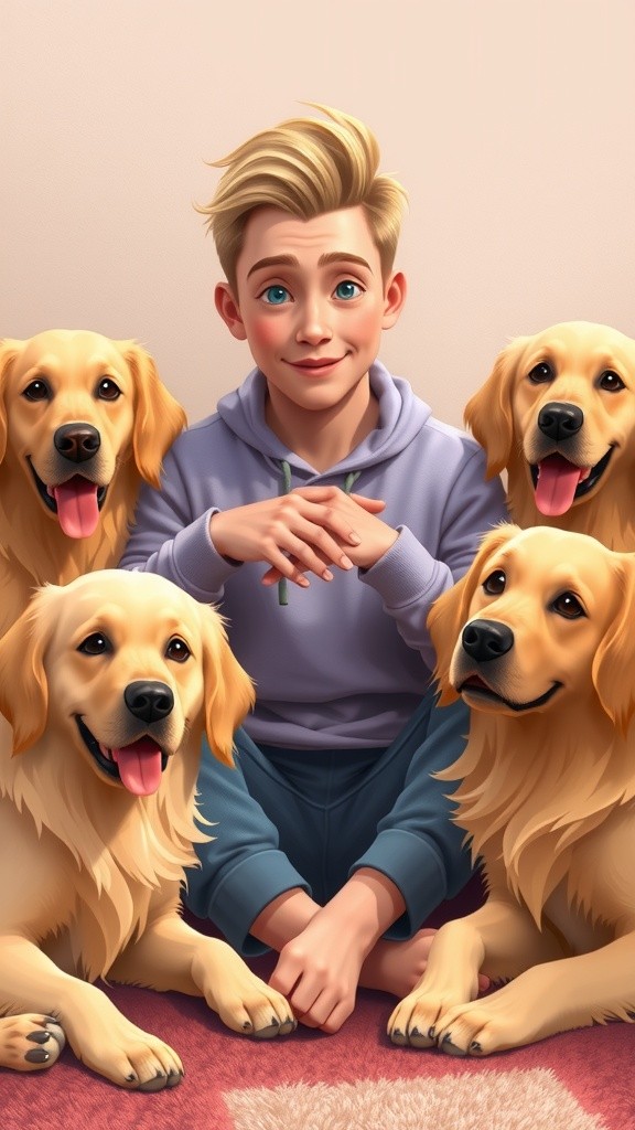 Adorable Baby and Dogs Having Fun Together