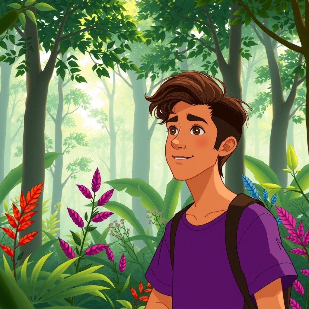 The Bearded Boy and the Lions in the Forest