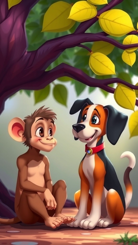 बंदर और कुत्ते की दोस्ती