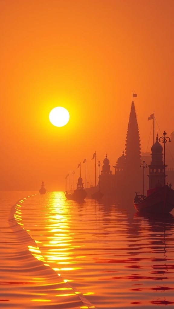 Morning Devotion by the Ganga River