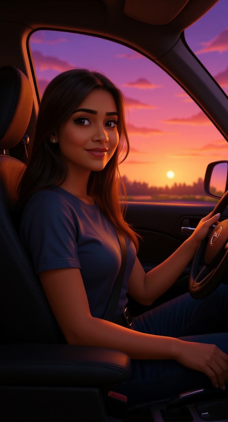 Larki Car Drive Kar Rahi Hai
