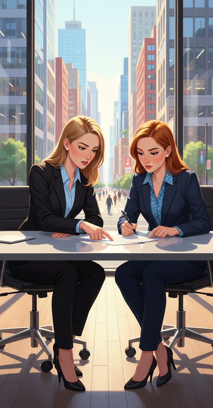 Business Women vs. Young Man: A Striking Encounter