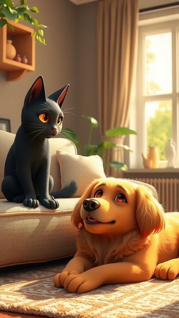 Tails of Friendship: A Cat and Dog Story