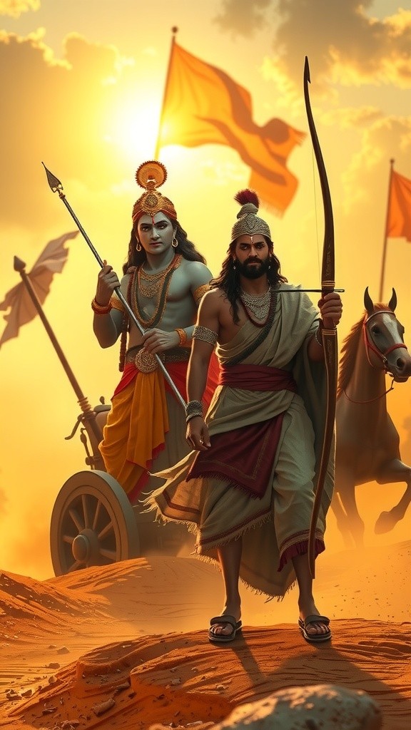 Krishna and Arjuna: A Moment of Divine Clarity on the Battlefield
