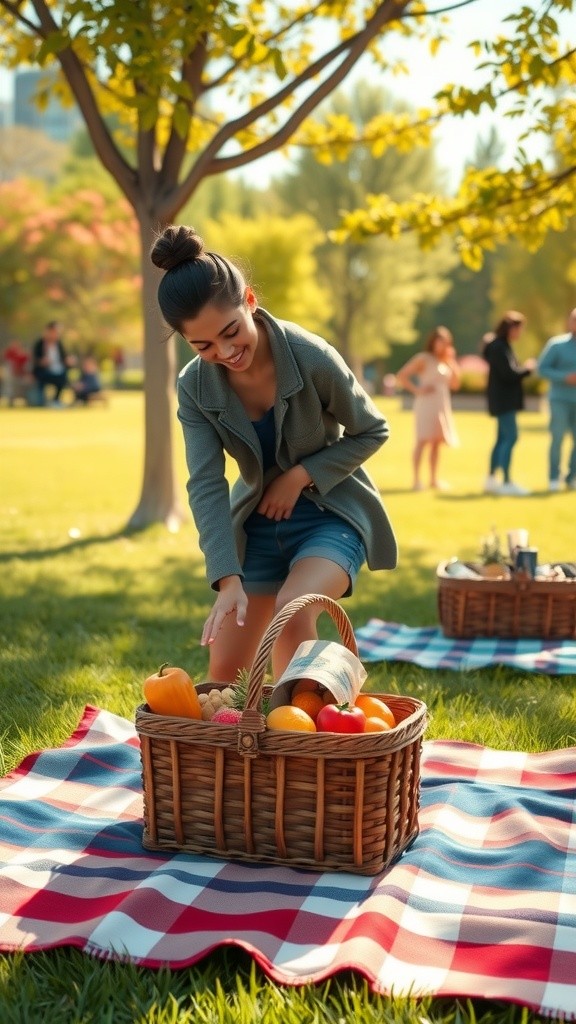 पिकनिक का आनंद लेती परिवार