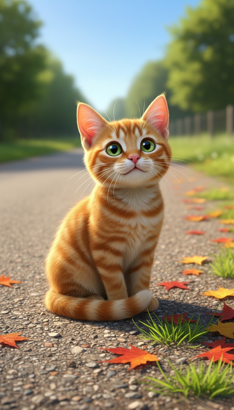 Hopeful Orange Kitten: A Journey of Survival by the Roadside