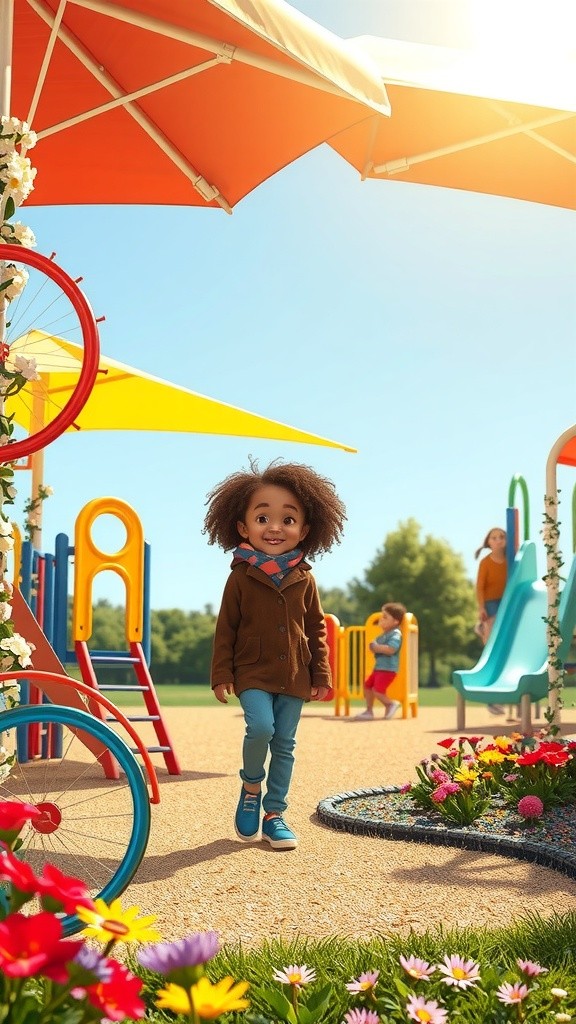 Joyful Playtime: Kids and Cats in a Colorful Playground