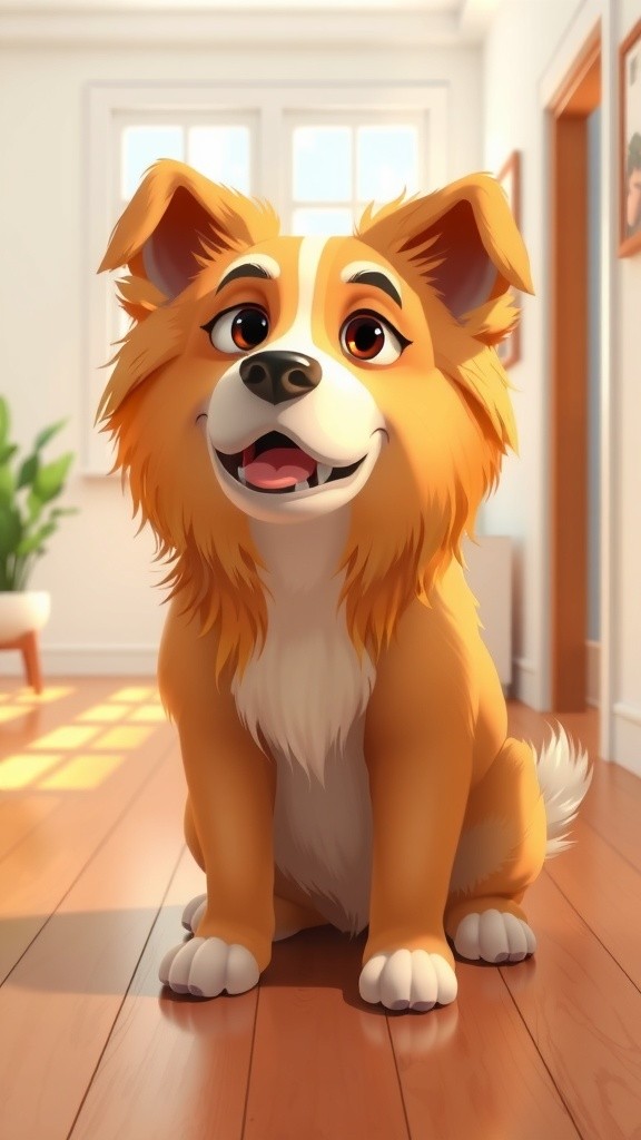 प्यारा कुत्ता और उसका कमरा