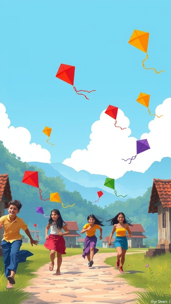 जादुई पतंग और गाँव के बच्चे