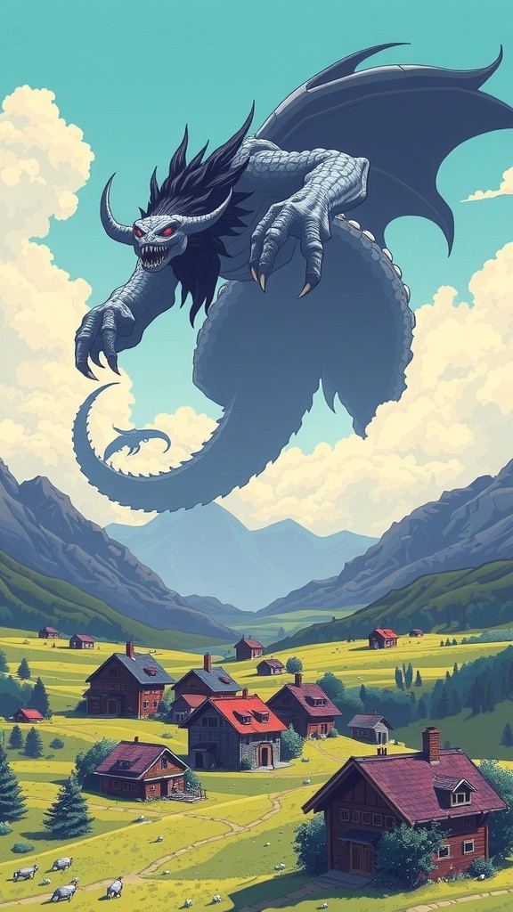Heroic Child Faces Sky Monster to Save Village