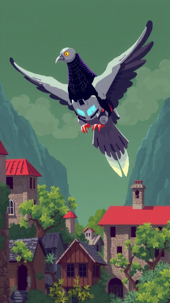 Cybernetic Pigeon Rescue in the Neon Forest!