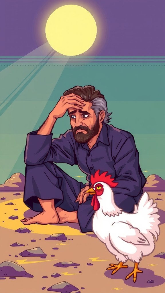 The Hungry Farmer and His Caring Chicken