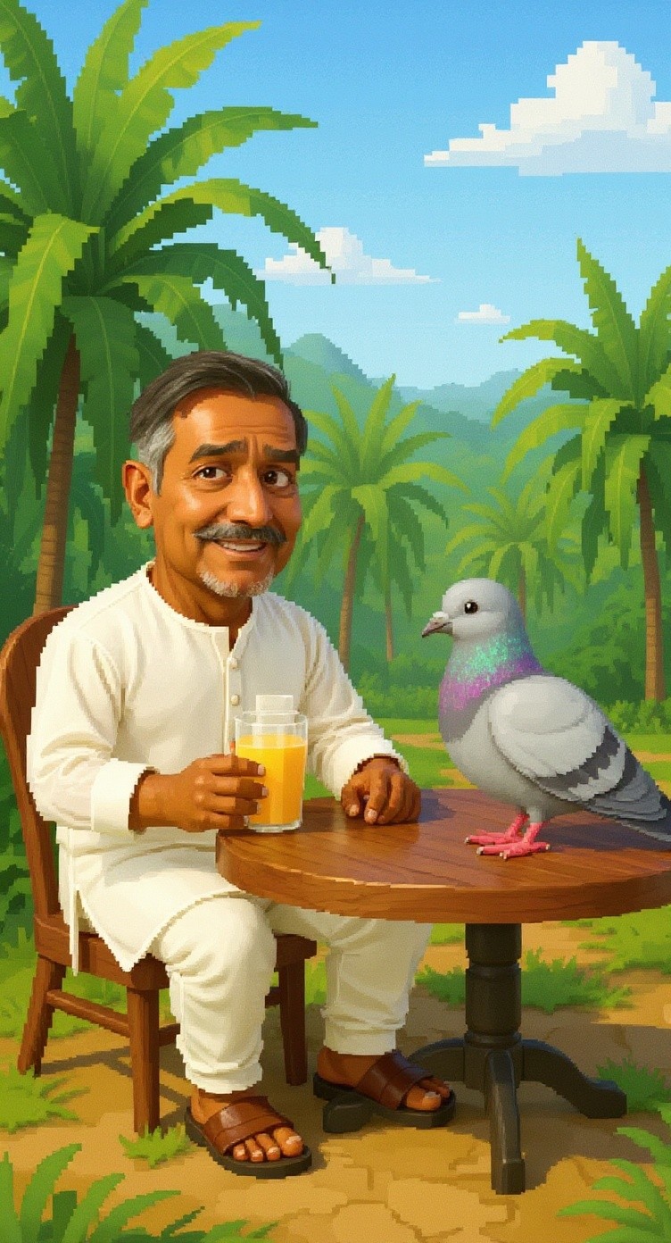 किसान और कबूतर की मस्ती