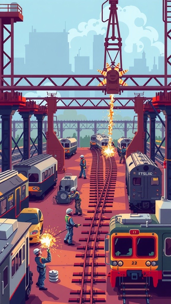 Railway Fabrication: Welding in Action