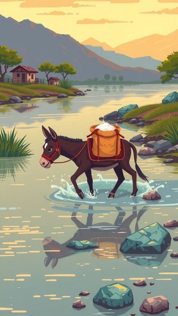 गधे की समझदारी और नमक का खेल