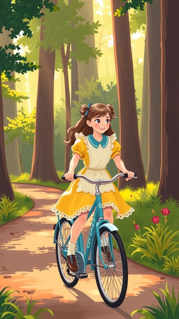 Lion's Pursuit: Mia's Escape on a Bicycle