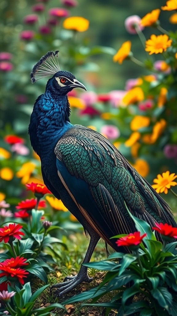 Muscular Peacock Struts on Stage