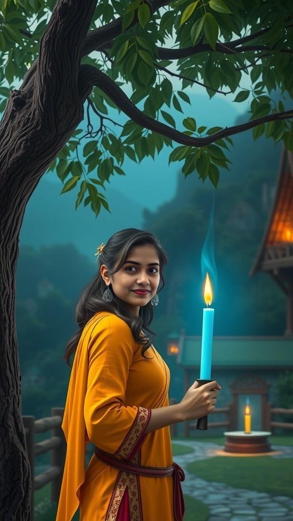 Mira dan Lilin Tua Berapi Biru