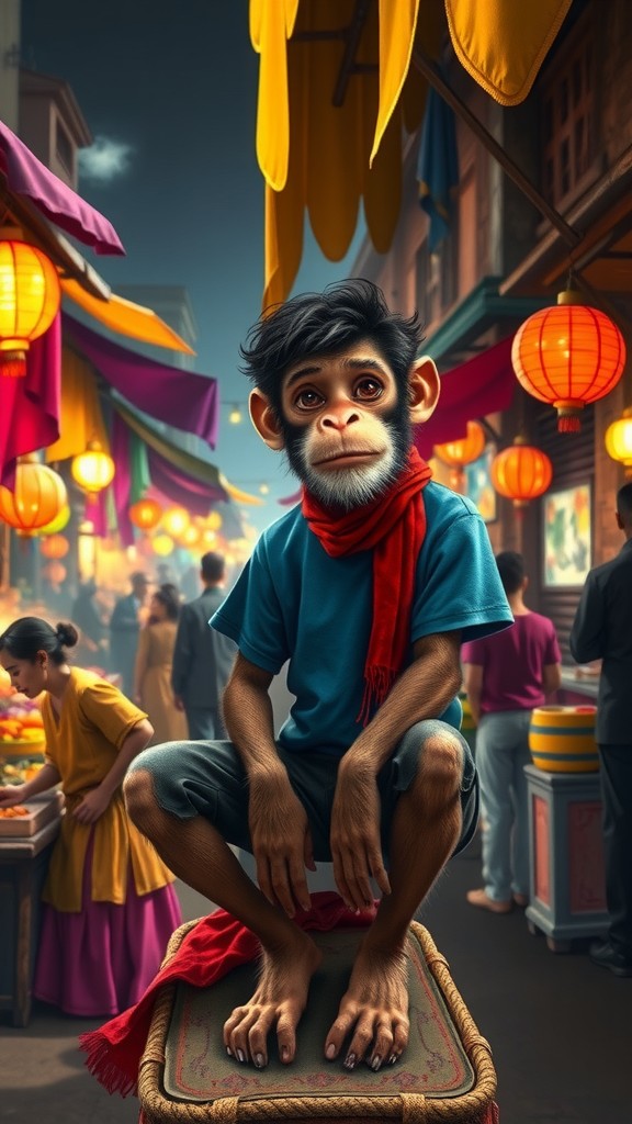 Unexpected Street Drama: Monkey Vlogs the Market!