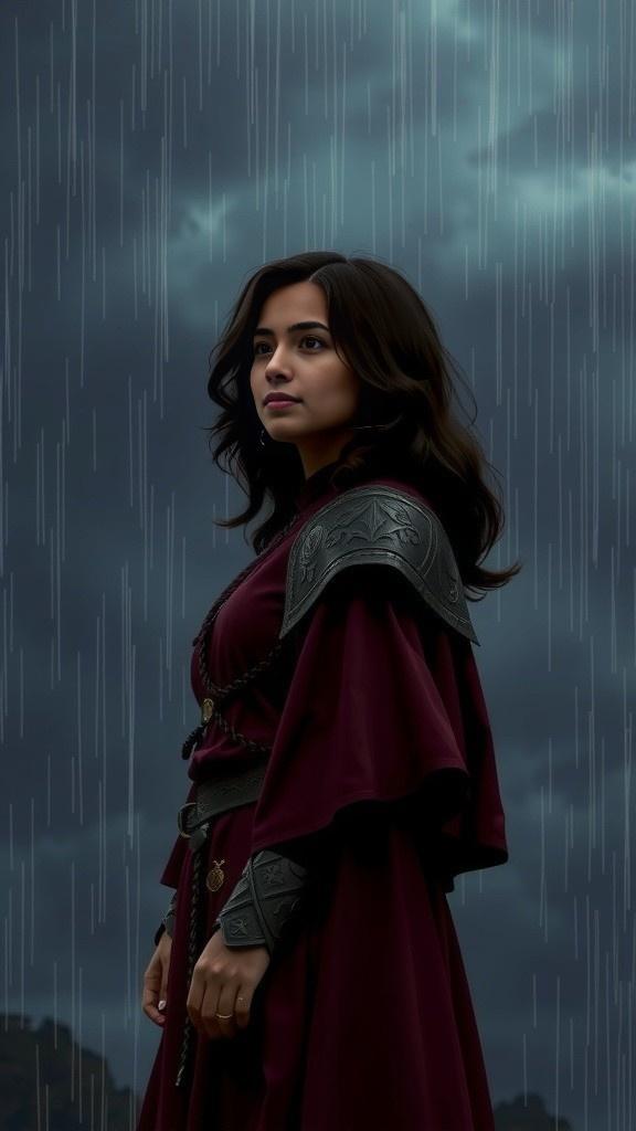 Cinematic Rain: A Girl Cutting Through Thunder Clouds