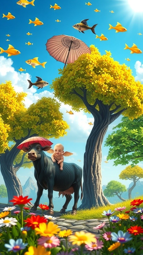 Whimsical Journeys: A Baby's Flight of Fancy