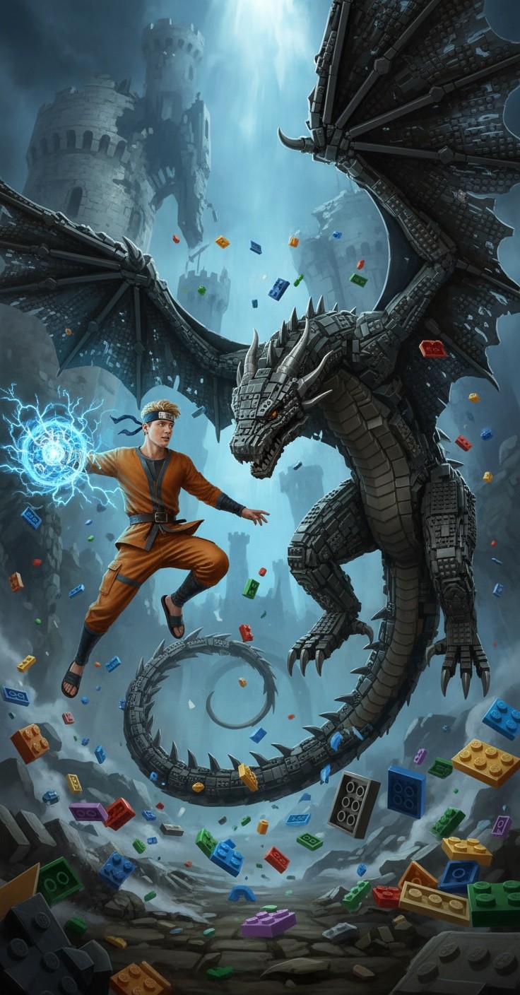 Naruto LEGO Mengalahkan Naga dengan Rasengan!