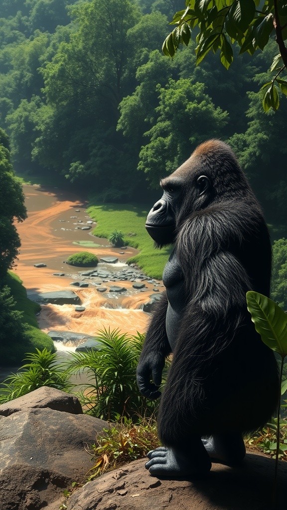 Gorilla Flies Over River, Feeds Fish Kool Aid!