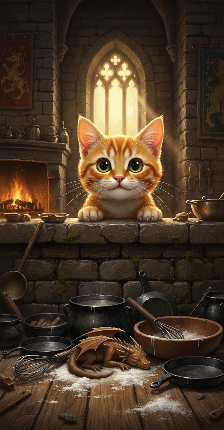 Dancing Cat Chef in the Kitchen