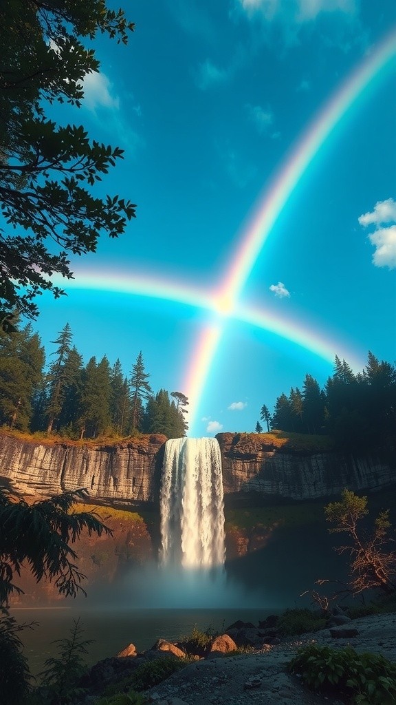 Kelinci dan Pemandangan Air Terjun yang Indah