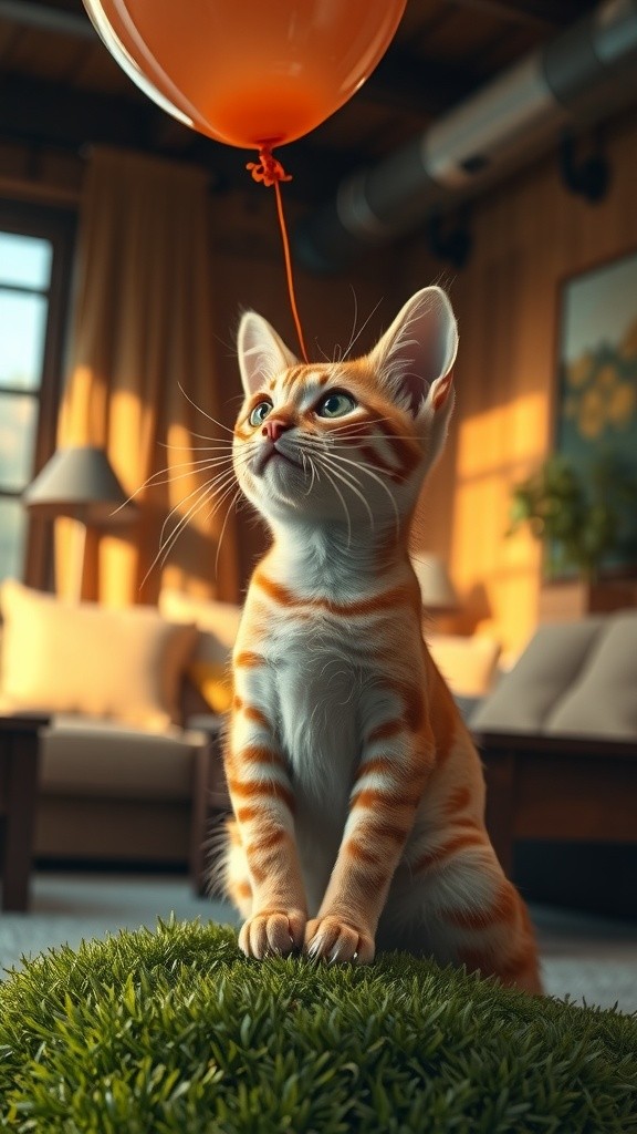 Curious Cat's Colorful Balloon Adventure