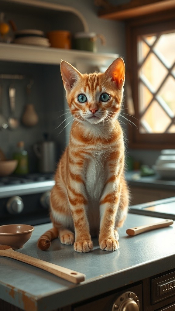 Cat Cooking Buffalo Meat