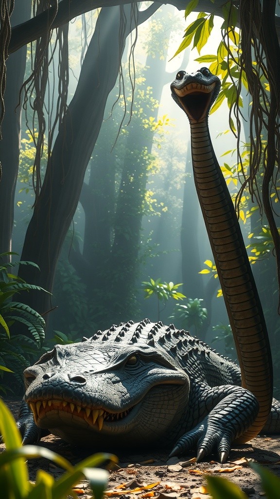 Jungle Showdown: Crocodile vs. Cobra!