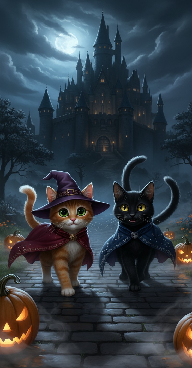 Halloween Surprise: Cats Meet the Skeleton