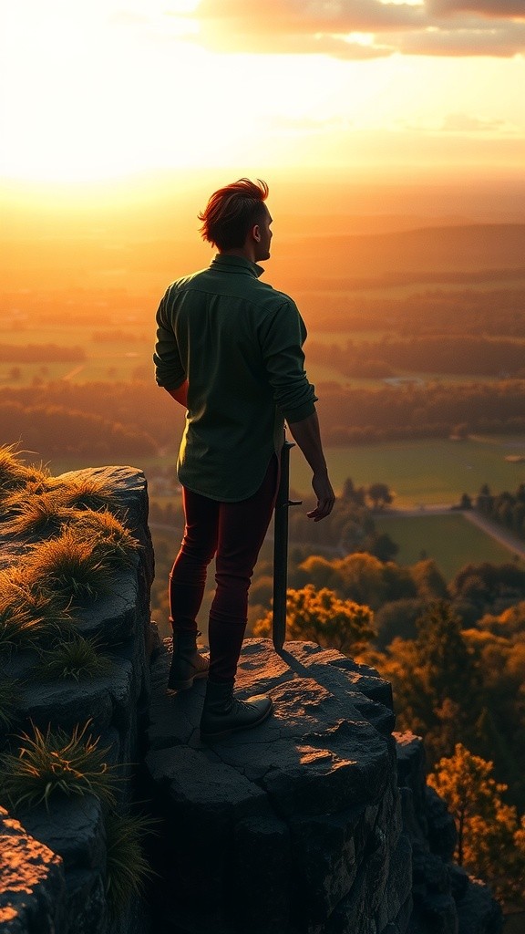 Sunset Sentinel: A Diamond Sword's Vigil