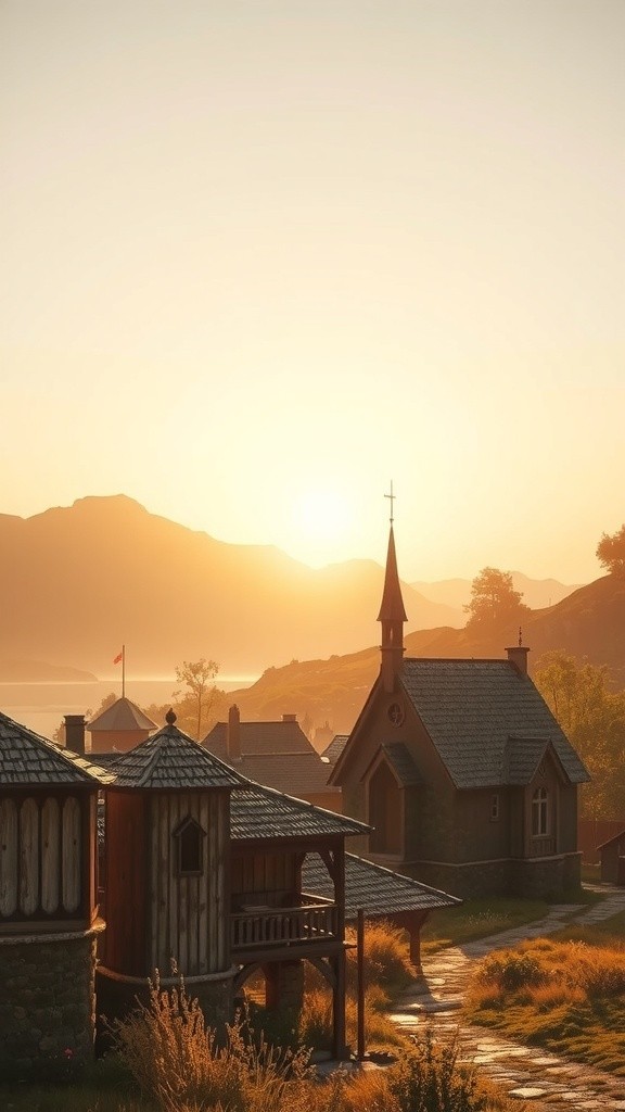 A Heartwarming Village in Golden Hour