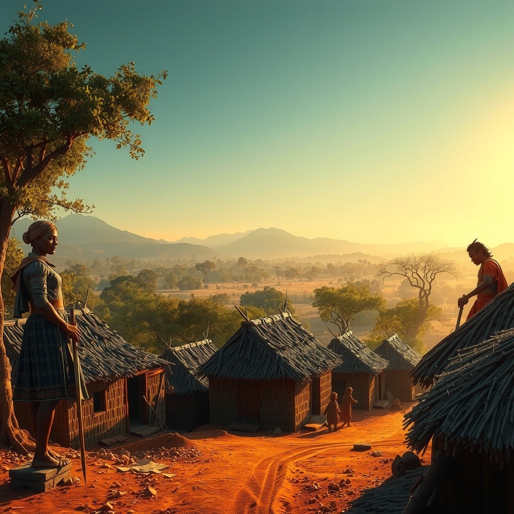 Skilled Hunter in African Village