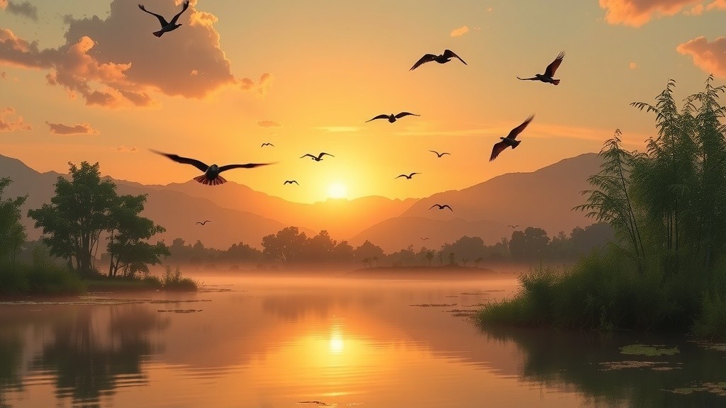 Serene Sunrise over a Tranquil River