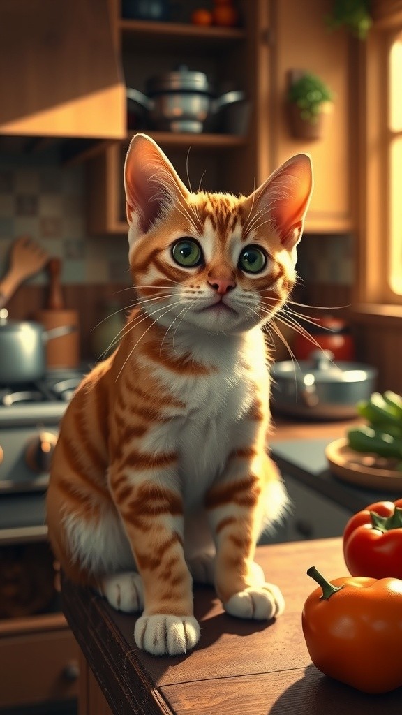 Kucing Memasak di Dapur