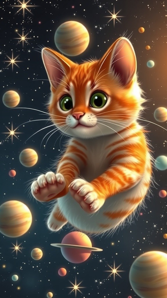 Adorable Astronaut Cat in Space