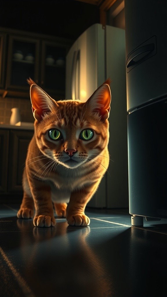 Midnight Snack: The Playful Giant Cat