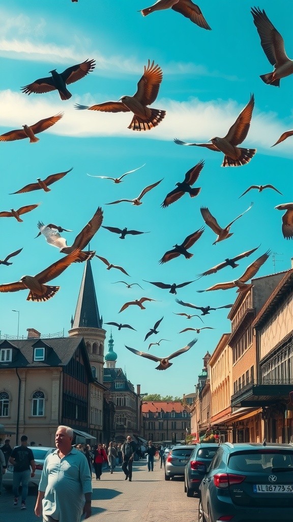 Whimsical Gold Rain: A Surreal City Adventure