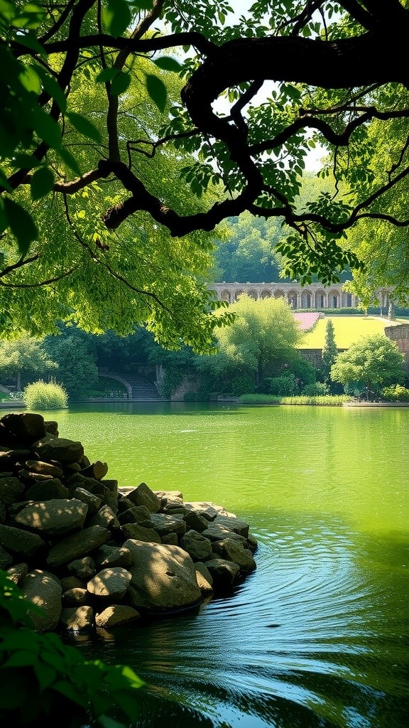 Red Duck Washing and Singing in the Pond