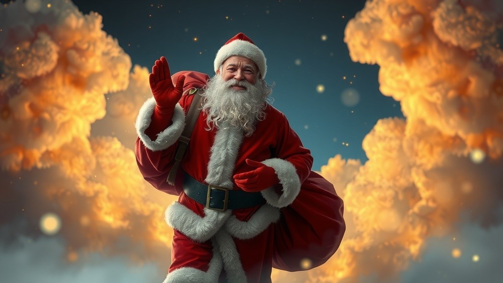 Majestic Arrival of Santa Claus in a Celestial Dreamscape