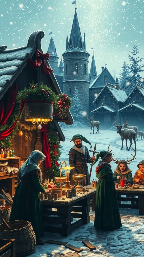 Santa's Magical Christmas Adventure with Reindeer and Trees