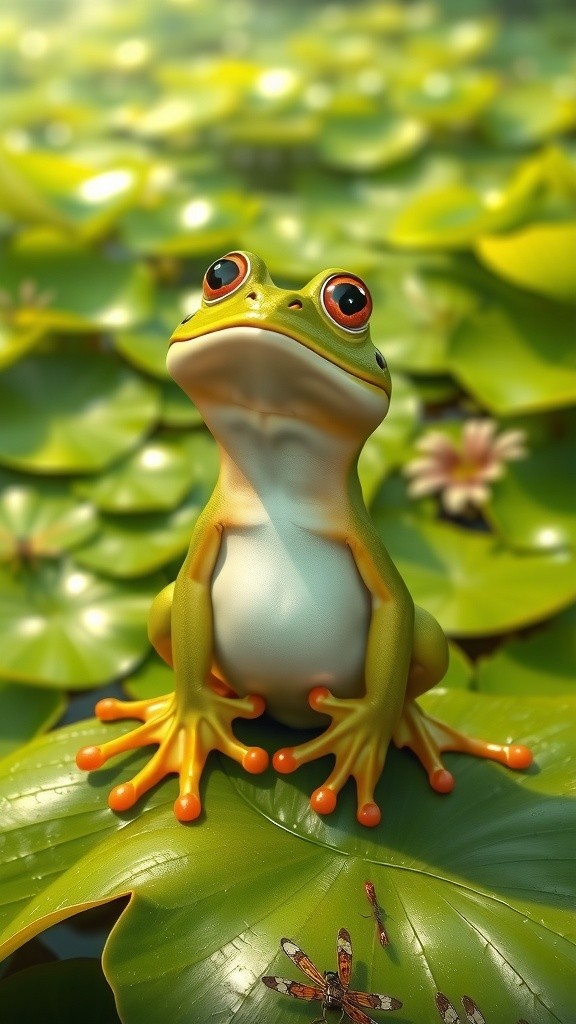 The Tale of Hopper: A Vibrant Green Frog