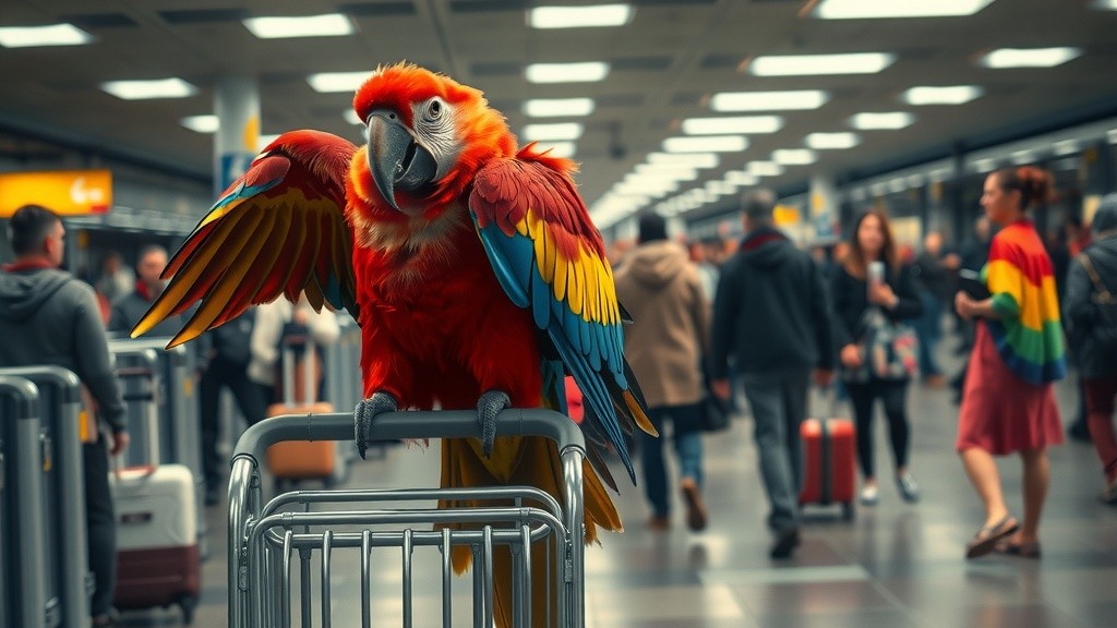 A Parrot's Packing Adventure at the Airport!