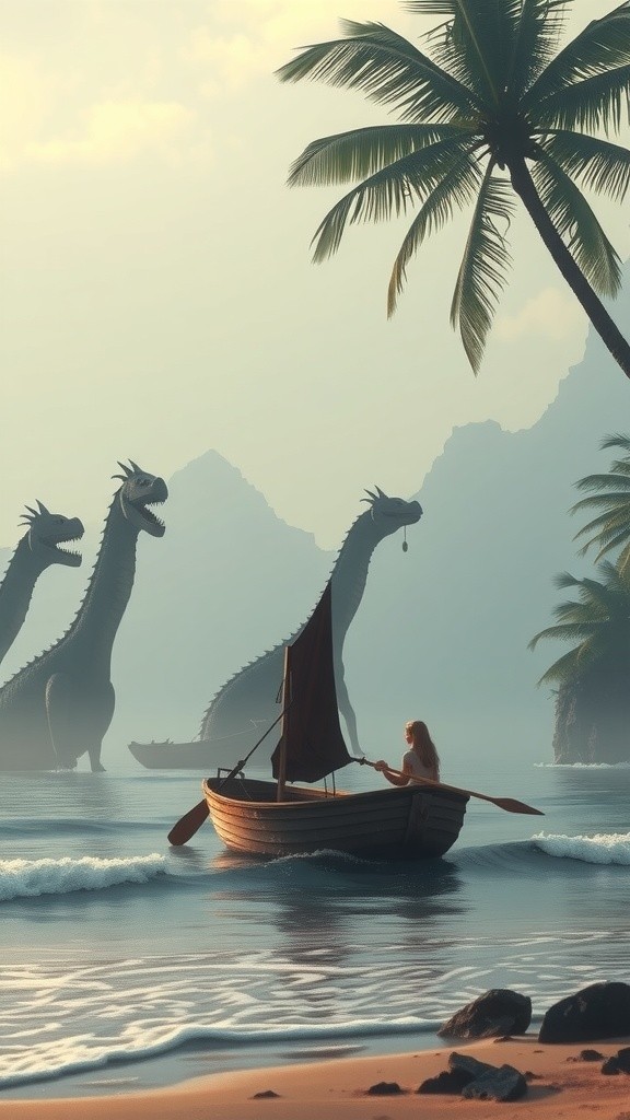 A Girl Sails with Friendly Sea Monsters