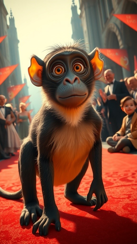 Monkey Steals the Show on the Red Carpet!